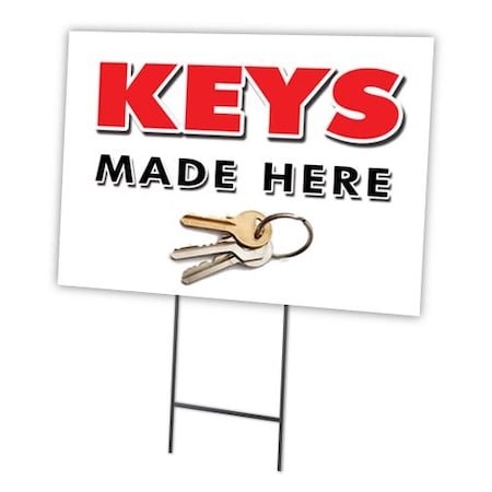 Signmission Keys Made Here Yard Sign & Stake outdoor plastic coroplast window, C-1824-DS-Keys Made Here C-1824-DS-Keys Made Here